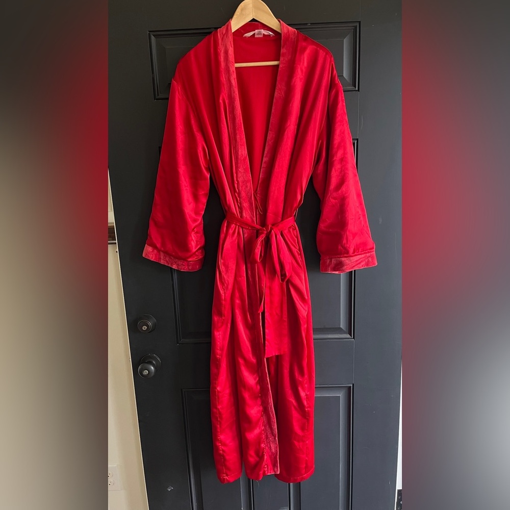 Victoria's Secret Red Satin Tie-Waist Robe